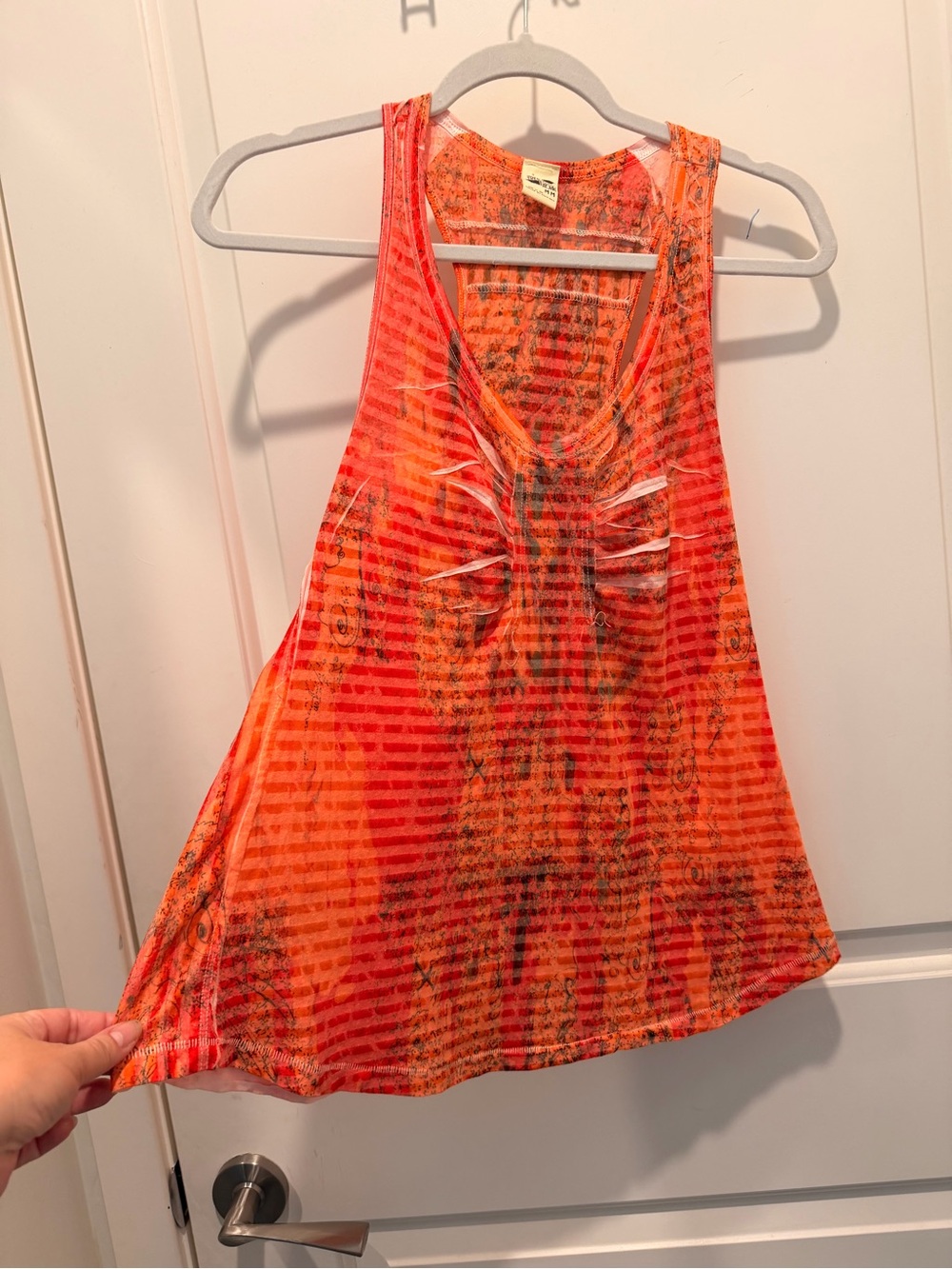 Free People Orange
Distressed Mesh Racerback
Tank Top Size M